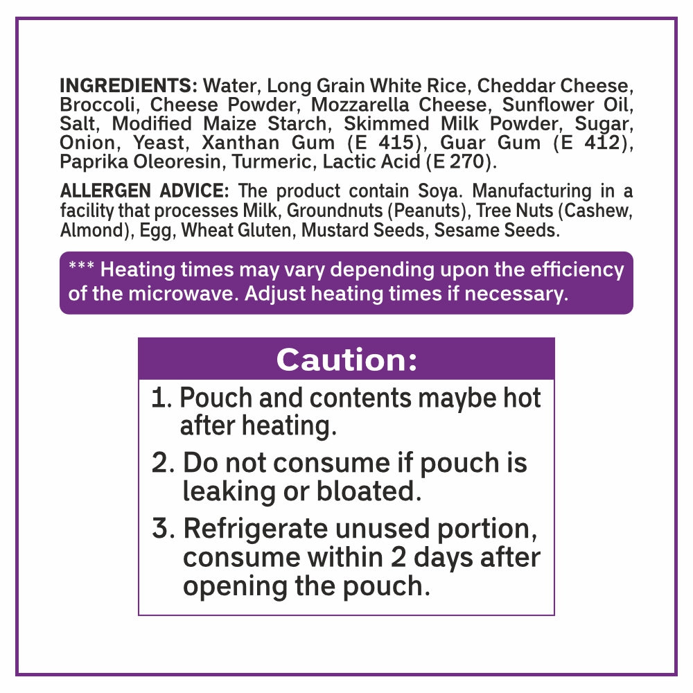 Broccoli & Cheddar Flavored Rice - Regal Kitchen Foods USA LLC