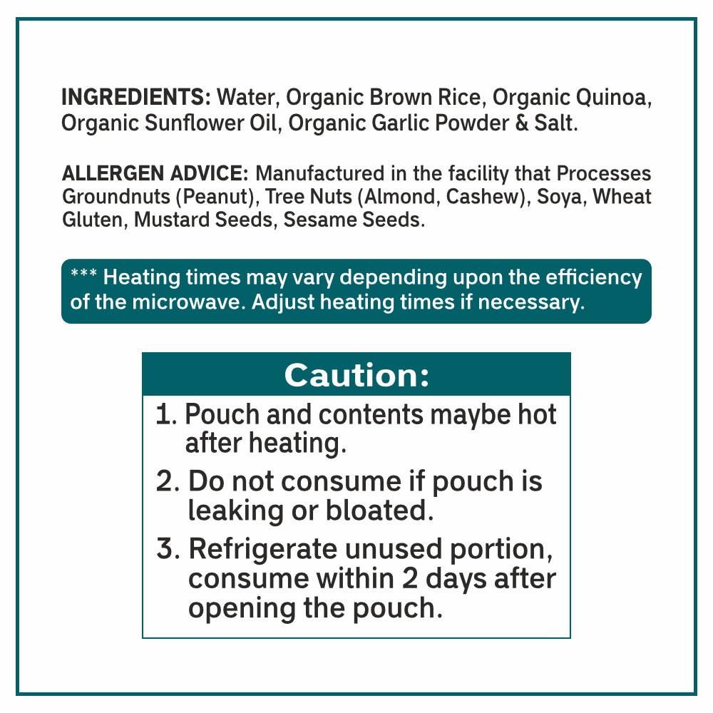 Reganic Organic Brown Rice with Quinoa & Garlic, Ready to Eat, 8.8 oz (Pack of 6) - Regal Kitchen Foods USA LLC
