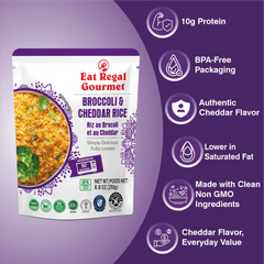 Eat Regal Broccoli & Cheddar Flavored Rice – Creamy, Savory & Ready in 90 Seconds, 8.8 oz Each (6-Pack, Total 52.8 oz) - Regal Kitchen Store