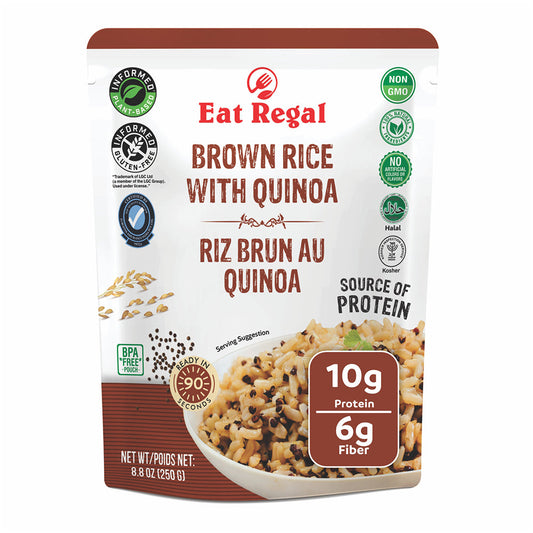 Eat Regal Brown Rice with Quinoa – Nutritious & Delicious, Ready in 85 Seconds, 8.8 oz Each (6-Pack, Total 52.8 oz) - Regal Kitchen Store 1000