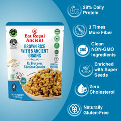 Eat Regal Brown Rice and 5 Ancient Grains – Nutritious & Wholesome, Ready in 90 Seconds, 8.8 oz Each (6-Pack, Total 52.8 oz) - Regal Kitchen Store