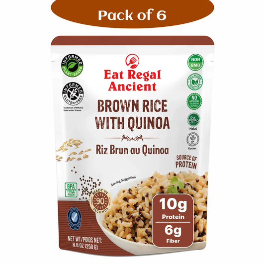 Eat Regal Brown Rice with Quinoa – Nutritious & Delicious, Ready in 85 Seconds, 8.8 oz Each (6-Pack, Total 52.8 oz) - Regal Kitchen Store 2000