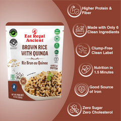 Eat Regal Brown Rice with Quinoa – Nutritious & Delicious, Ready in 85 Seconds, 8.8 oz Each (6-Pack, Total 52.8 oz) - Regal Kitchen Store