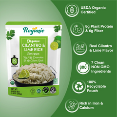 Reganic Organic Cilantro & Lime Rice, Ready in 90 seconds - Regal Kitchen Foods