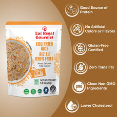 Eat Regal Gourmet Egg Fried Rice, 8.8 oz Pouches, Pack of 6, Microwave Ready, Halal - Regal Kitchen Store