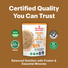 Eat Regal Gourmet Egg Fried Rice, 8.8 oz Pouches, Pack of 6, Microwave Ready, Halal - Regal Kitchen Store