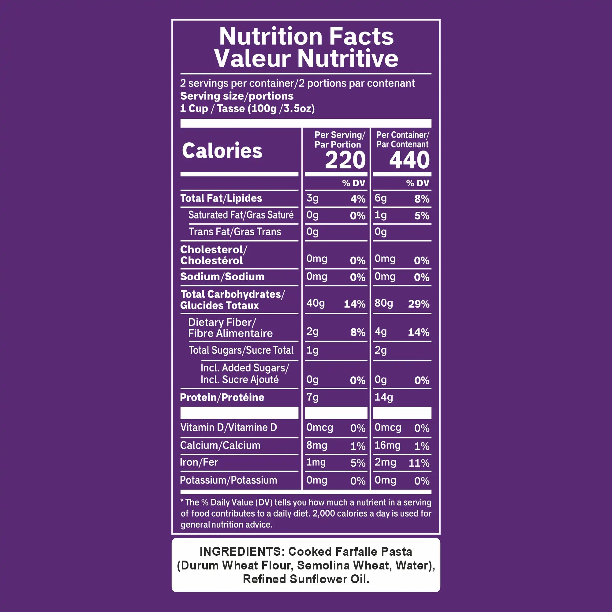 Pasta Zing Farfalle Pasta - Ready in 60 Seconds - Regal Kitchen Foods USA LLC