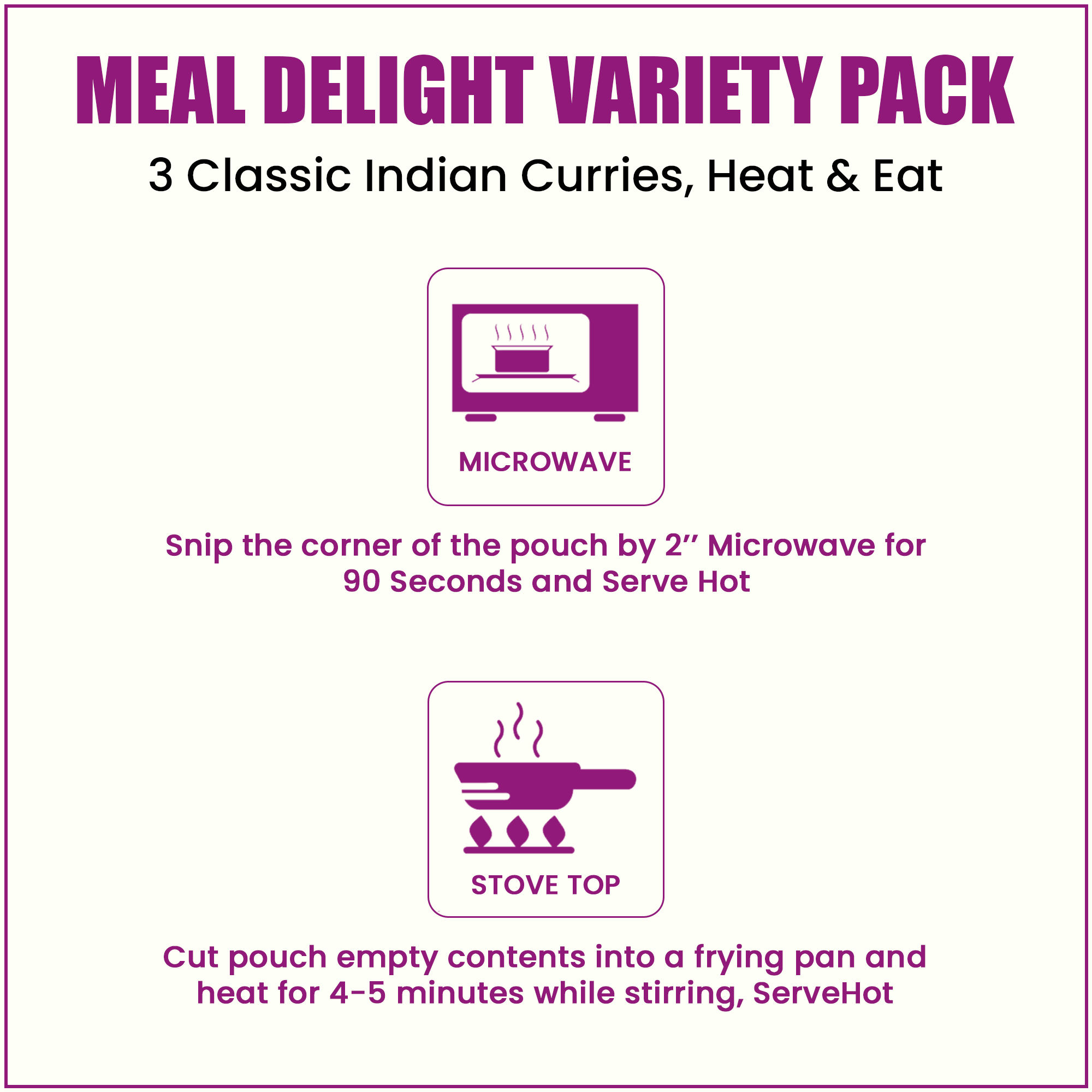 Meal Delight Dal Makhani, Dal Tadka & Chana Masala, Ready to Eat Indian Meals, Variety Pack of 6, Heat & Eat in 1.5 Minutes, No Preservatives, Shelf Stable, No Artificial Colors or Flavors Variety 6 Pack , 10 oz - Regal Kitchen Store
