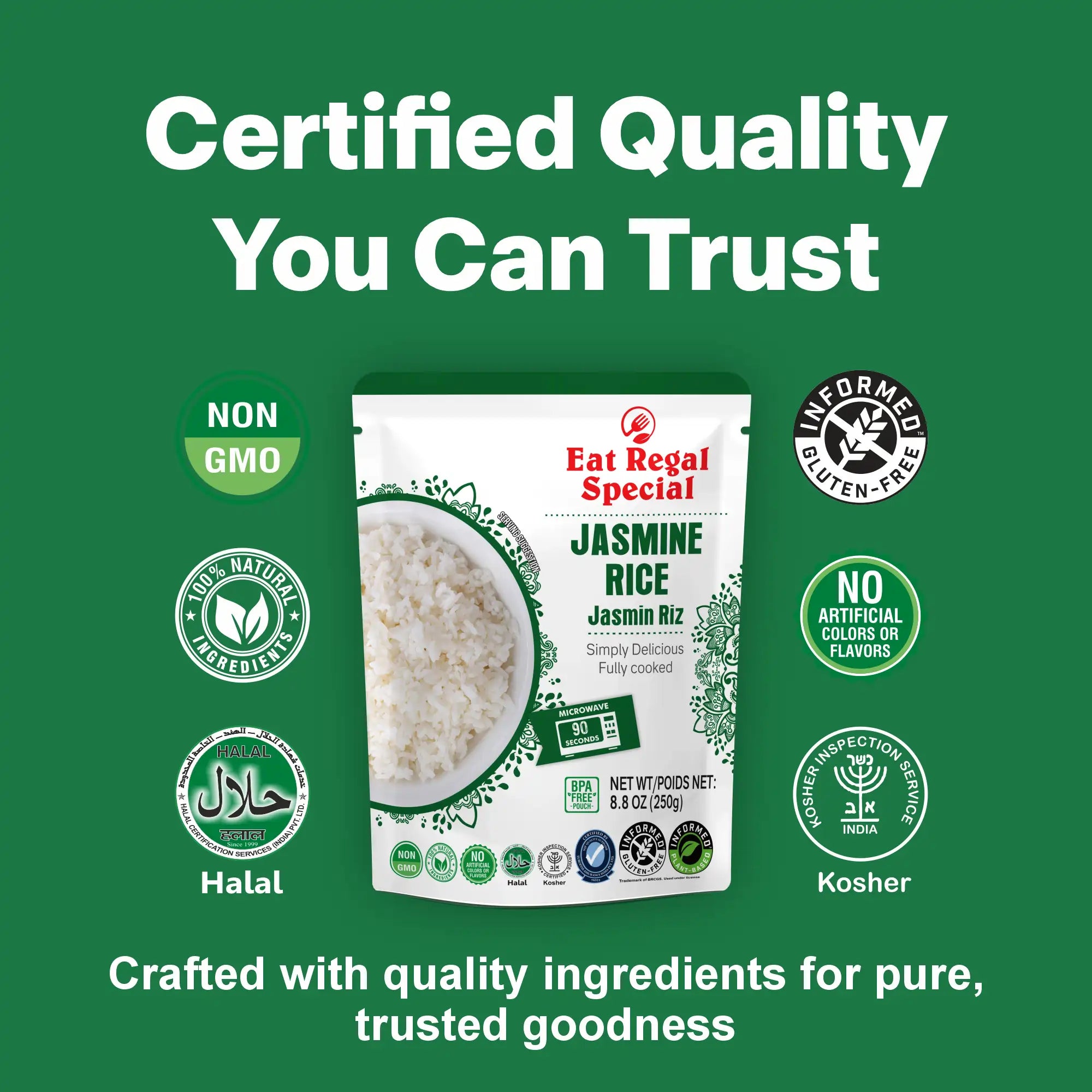 Eat Regal Thai Jasmine Rice – Aromatic & Fluffy, Ready in 90Seconds, 8.8 oz Each (6-Pack, Total 52.8 oz) - Regal Kitchen Store