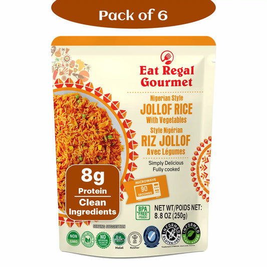 Eat Regal Jollof Rice with Vegetables, 8.8 Ounce, Pack of 6 - Regal Kitchen Store 2000