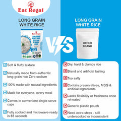 Eat Regal Long Grain White Rice Fluffy & Versatile, Ready in 90 Seconds, 8.8 oz Each (6-Pack, Total 52.8 oz) - Regal Kitchen Store
