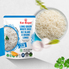 Eat Regal Long Grain White Rice Fluffy & Versatile, Ready in 90 Seconds, 8.8 oz Each (6-Pack, Total 52.8 oz) - Regal Kitchen Store