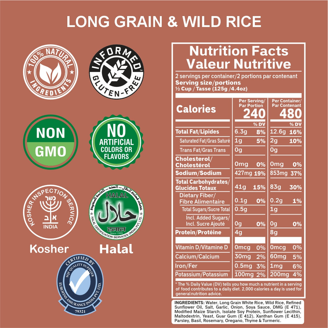 Eat Regal Ancient Long Grain & Wild Rice, 8.8 oz, Pack of 6, Ready in 90 Seconds, Non-GMO, Kosher, Halal - Regal Kitchen Store