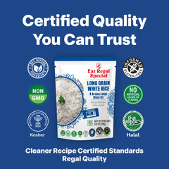 Eat Regal Long Grain White Rice Fluffy & Versatile, Ready in 90 Seconds, 8.8 oz Each (6-Pack, Total 52.8 oz) - Regal Kitchen Store