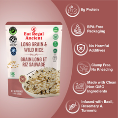 Eat Regal Ancient Long Grain & Wild Rice, 8.8 oz, Pack of 6, Ready in 90 Seconds, Non-GMO, Kosher, Halal - Regal Kitchen Store