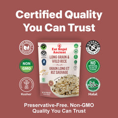 Eat Regal Ancient Long Grain & Wild Rice, 8.8 oz, Pack of 6, Ready in 90 Seconds, Non-GMO, Kosher, Halal - Regal Kitchen Store