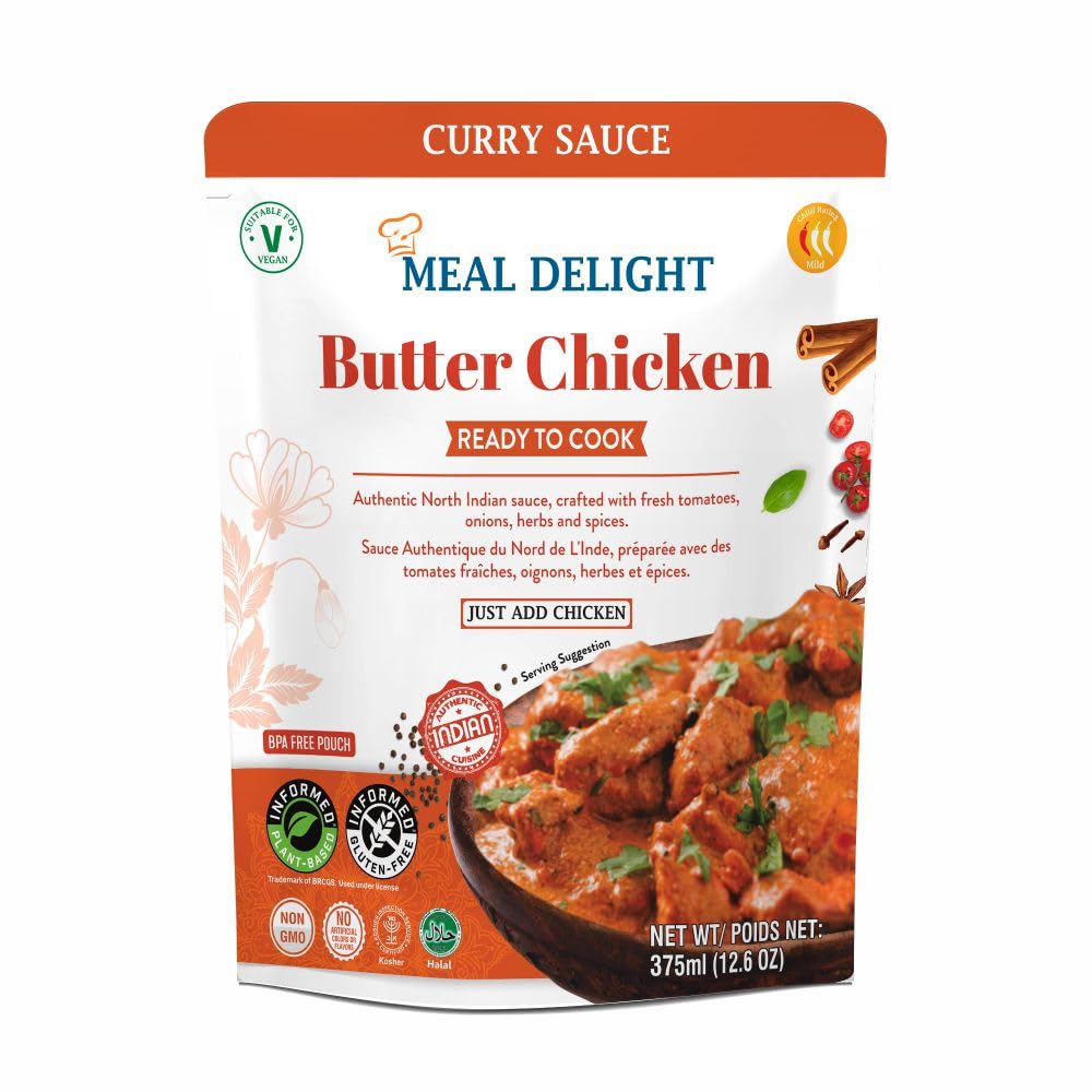 Meal Delight Indian Curry Simmer Sauce Variety – 6-Pack (12.6 oz) | 2 Each: Tikka Masala, Korma, Butter Chicken - Regal Kitchen Store
