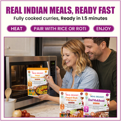 Meal Delight Dal Makhani, Dal Tadka & Chana Masala, Ready to Eat Indian Meals, Variety Pack of 6, Heat & Eat in 1.5 Minutes, No Preservatives, Shelf Stable, No Artificial Colors or Flavors Variety 6 Pack , 10 oz - Regal Kitchen Store
