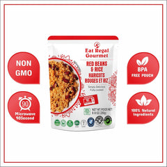 Eat Regal Gourmet Red Beans and Rice, Non-GMO, BPA-Free, 8.8 oz Pouches, Pack of 6, 90-Second Microwave - Regal Kitchen Store