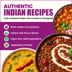 Meal Delight Dal Makhani, Dal Tadka & Chana Masala, Ready to Eat Indian Meals, Variety Pack of 6, Heat & Eat in 1.5 Minutes, No Preservatives, Shelf Stable, No Artificial Colors or Flavors Variety 6 Pack , 10 oz - Regal Kitchen Store