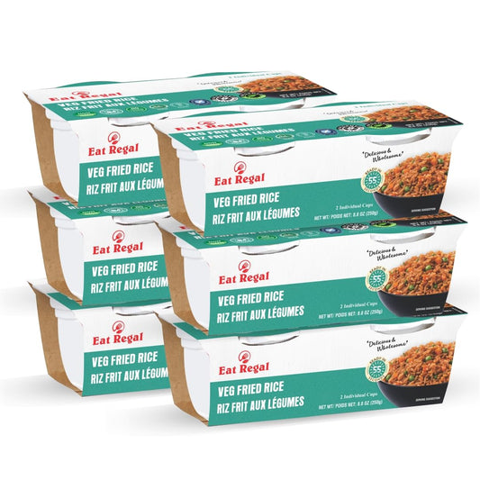 Eat Regal Vegetable Fried Rice, 2 Individual Cups, Pack of 6, Ready in 55 Seconds - Regal Kitchen Store 1081