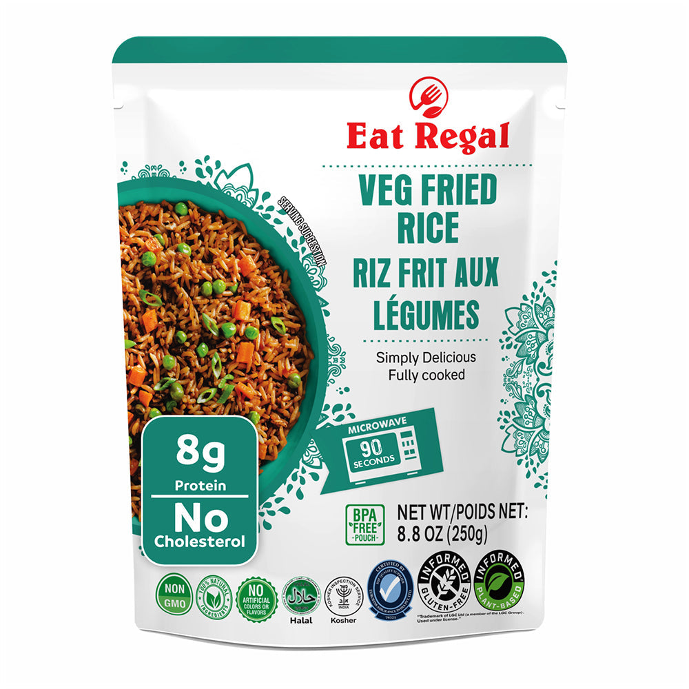 Eat Regal Veg Fried Rice – Savory Vegetable Rice, Ready in 85 Seconds, 8.8 oz Each (6-Pack, Total 52.8 oz) - Regal Kitchen Store