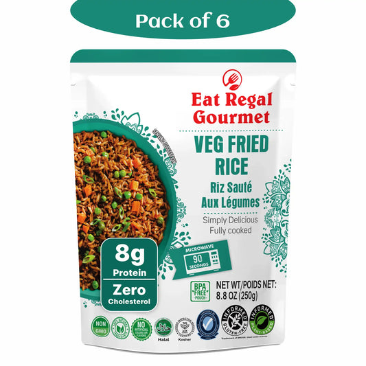 Eat Regal Veg Fried Rice – Savory Vegetable Rice, Ready in 90Seconds, 8.8 oz Each (6-Pack, Total 52.8 oz) - Regal Kitchen Store 2000