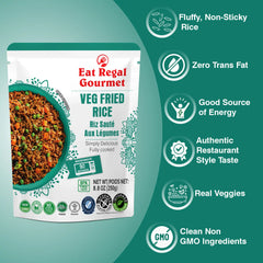 Eat Regal Veg Fried Rice – Savory Vegetable Rice, Ready in 90Seconds, 8.8 oz Each (6-Pack, Total 52.8 oz) - Regal Kitchen Store