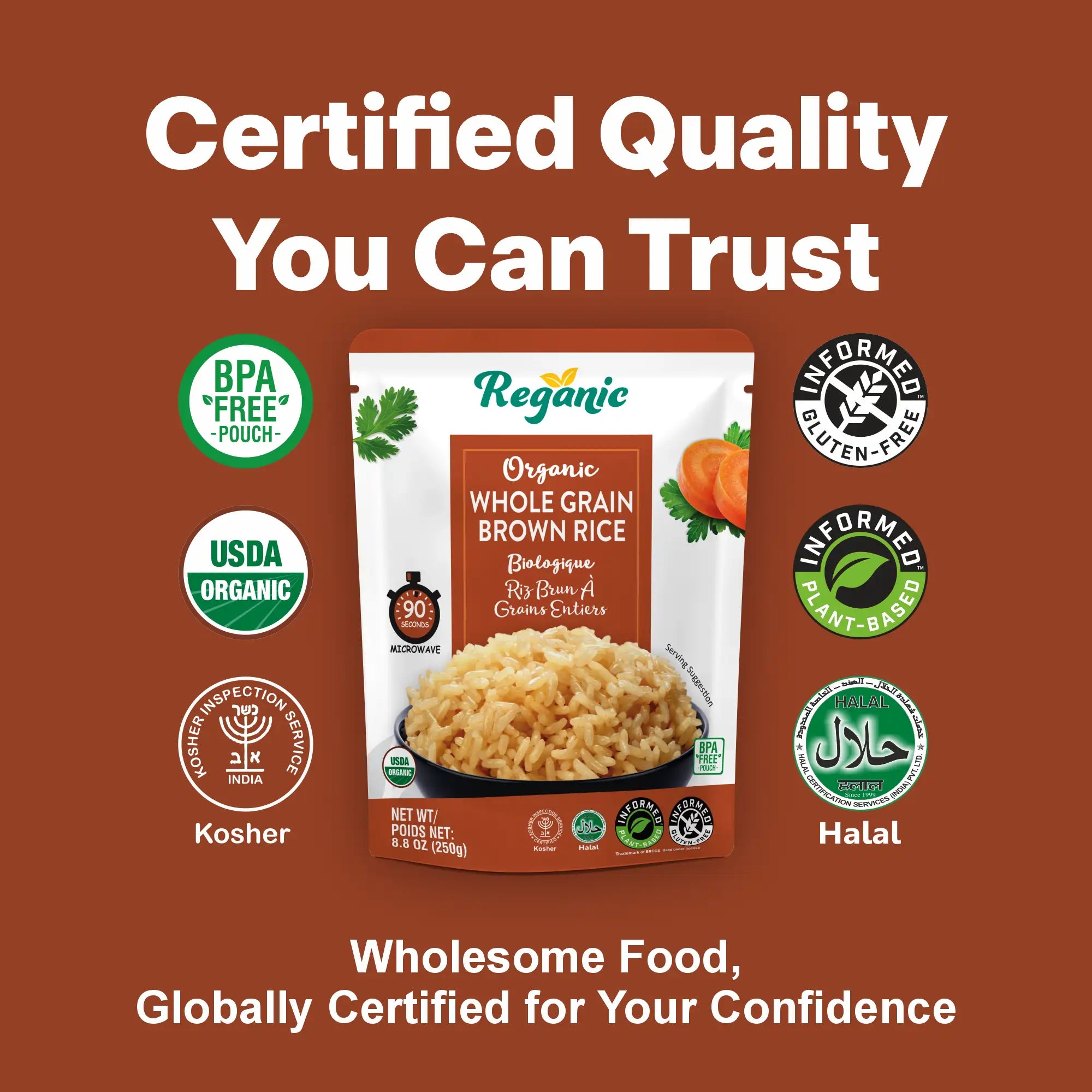 Reganic Organic Whole Grain Brown Rice(Pack of 6) - Regal Kitchen Foods 