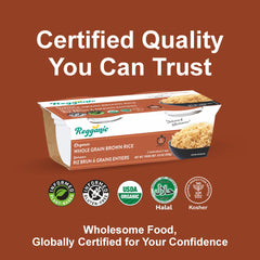 Regganic Organic Whole Grain Brown Rice, Microwaveable Cups, 8.8 oz, Pack of 6 - Regal Kitchen Store