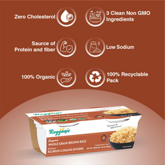 Regganic Organic Whole Grain Brown Rice, Microwaveable Cups, 8.8 oz, Pack of 6 - Regal Kitchen Store
