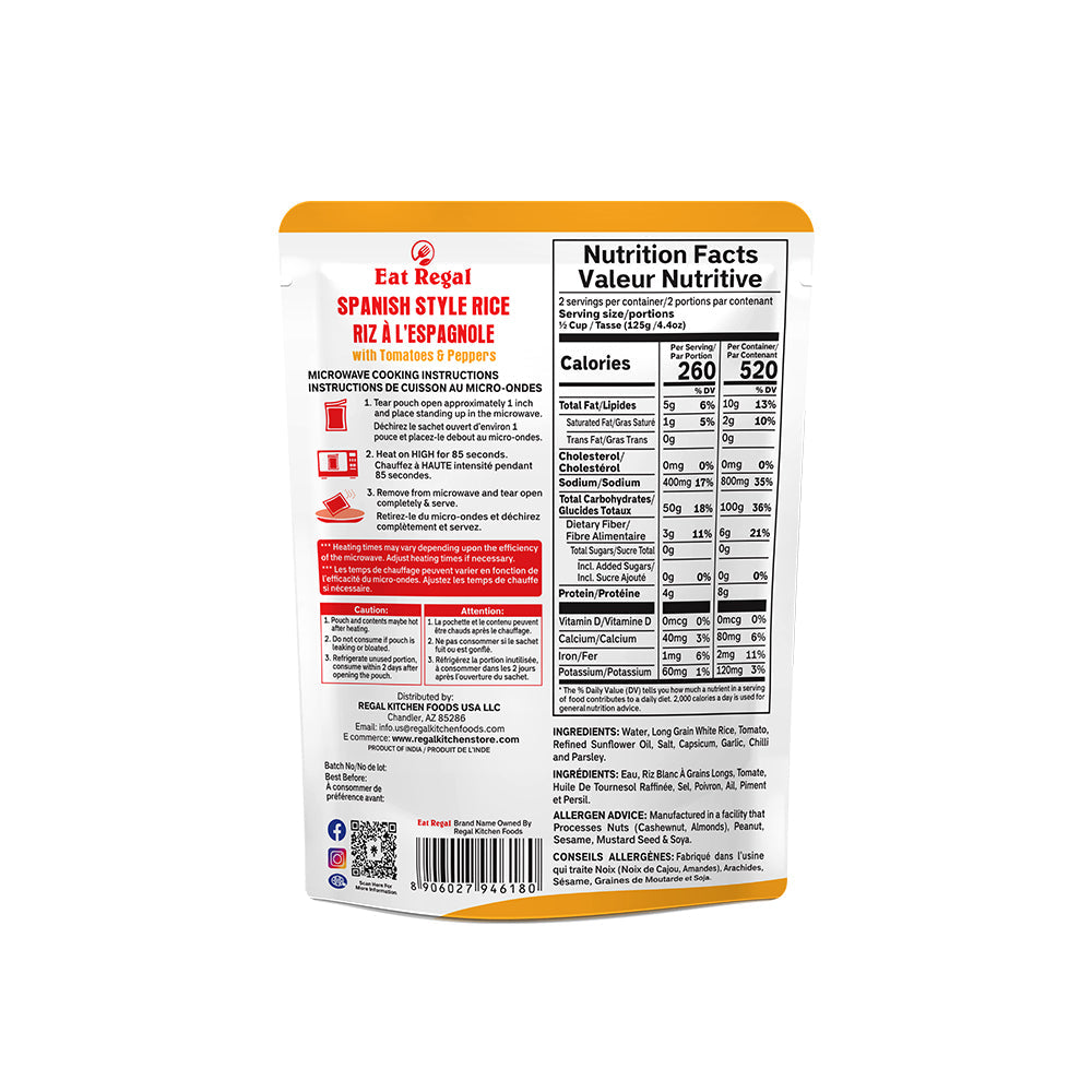 Eat Regal Spanish Rice - Ready in 90 Seconds - Regal Kitchen Foods USA LLC
