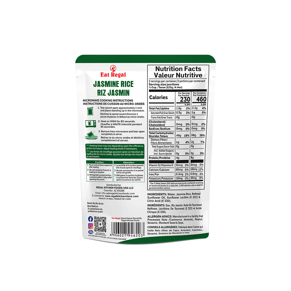 Eat Regal Thai Jasmine Rice - Ready in 90 Seconds - Regal Kitchen Foods USA LLC