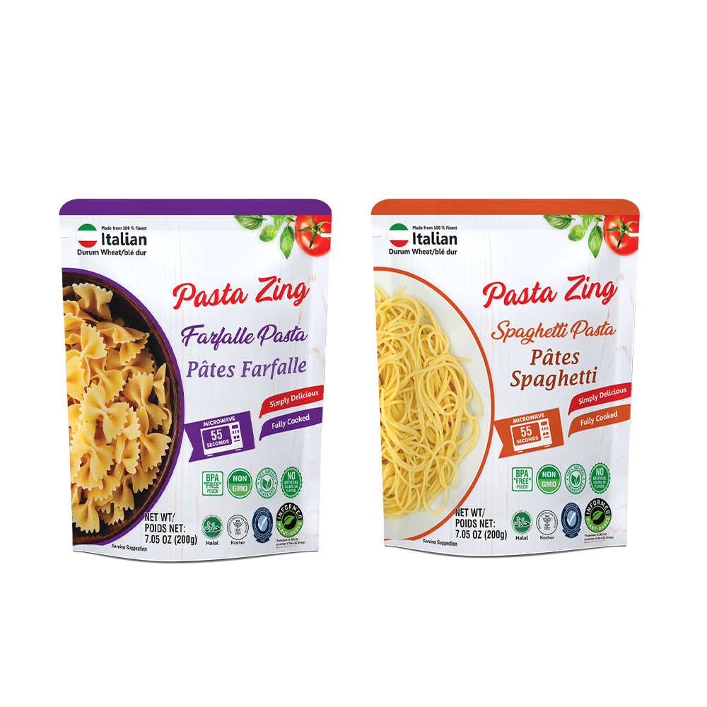 Pasta Zing Variety Pack – Spaghetti 7.05 oz Each (4 Packs) + Farfalle 7.05 oz Each (3 Packs), Total 49.35 oz | Perfect Pasta Combo - Regal Kitchen Store