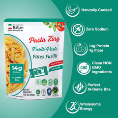 Pasta Zing Fusilli Pasta, Ready in 1 Minute, Perfect Al Dente Bite, 14g Protein & 4g Fiber, Naturally Cooked, Zero Sodium, Non-GMO, 7.05oz Pack of 7