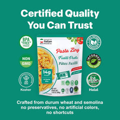 Pasta Zing Fusilli Pasta, Ready in 1 Minute, Perfect Al Dente Bite, 14g Protein & 4g Fiber, Naturally Cooked, Zero Sodium, Non-GMO, 7.05oz Pack of 7