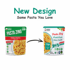 Pasta Zing Fusilli Pasta, Ready in 1 Minute, Perfect Al Dente Bite, 14g Protein & 4g Fiber, Naturally Cooked, Zero Sodium, Non-GMO, 7.05oz Pack of 7