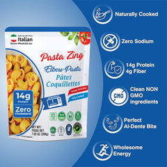 Pasta Zing Elbow Pasta, 100% Durum Wheat, 14g Protein, Made with 2 Clean Ingredients, Al Dente Bite, Zero Sodium & Cholesterol, Non-GMO, 7.05oz Pack of 7