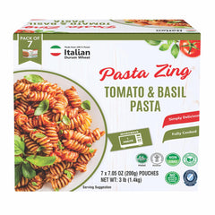 Pasta Zing Tomato & Basil Pasta, Authentic Italian Al-Dente Texture, Ready in 1 Minute, Made with Durum Wheat, 14g Protein 8.6g Fiber, Clean Label Shelf-Stable, Pack of 7, 7.05 oz - Regal Kitchen Store