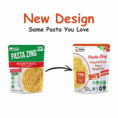 Pasta Zing Fully Cooked Spaghetti Pasta, Ready to Eat in 1 Minute, 14g Protein per Pack, Al Dente Bite, Shelf-Stable Italian Durum Wheat Pasta, BPA-Free Pouch, 7.05 oz Pack of 7