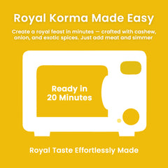 Jar of Regal Kitchen Foods Meals Delight Korma Sauce, gluten-free, plant-based Indian curry simmer sauce in 12.6 oz shelf-stable container.