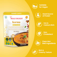 Regal Kitchen Foods gluten-free plant-based Korma sauce in a jar, suitable for quick authentic Indian curry, 12.6 oz shelf-stable.