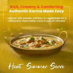 Jar of Regal Kitchen Foods Meals Delight Korma Sauce, gluten-free, plant-based Indian curry simmer sauce in a 12.6 oz shelf-stable container.