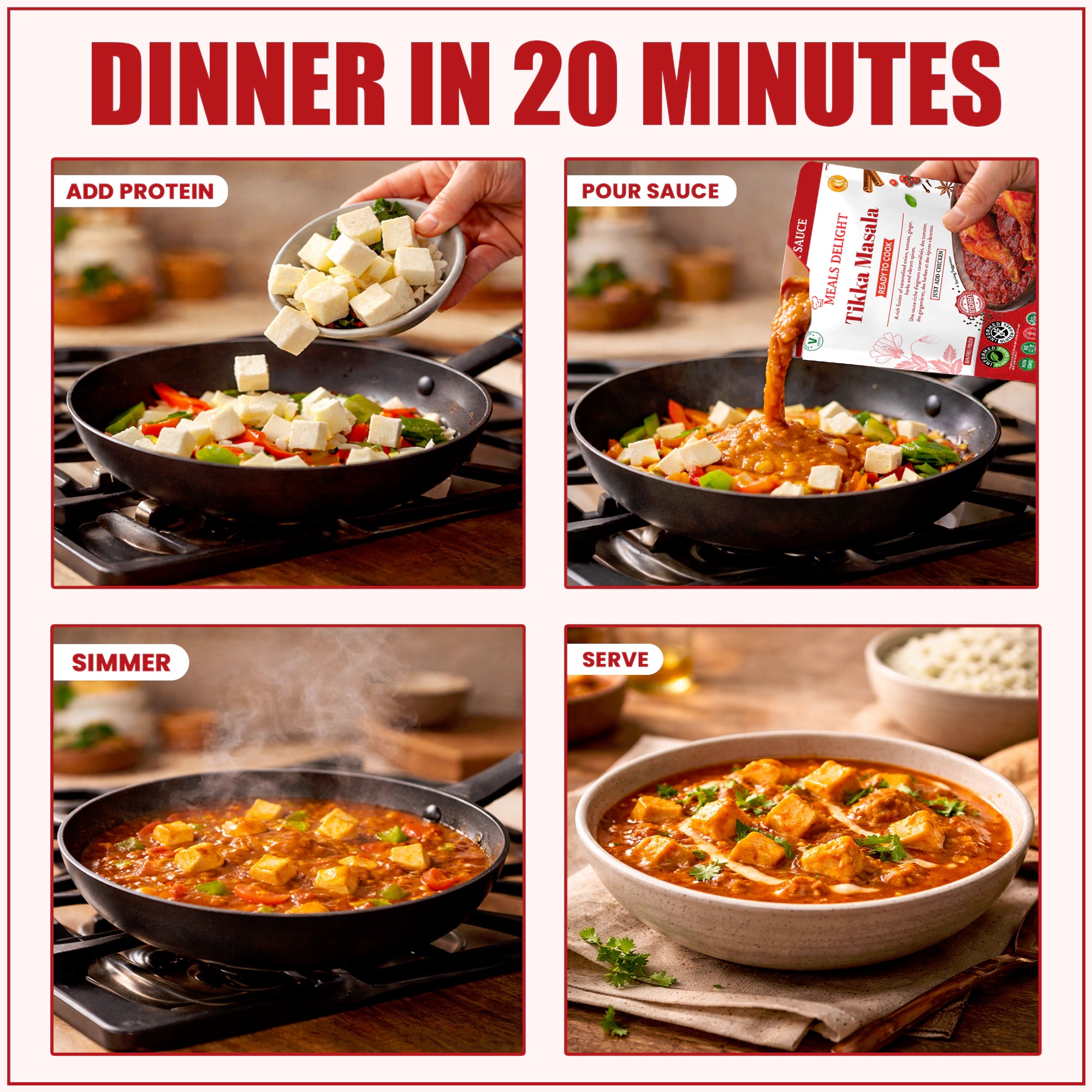 Pack of three Regal Kitchen Foods Tikka Masala simmer sauces in 12.6 oz jars, ready to cook authentic Indian curry in 20 minutes.