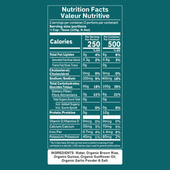 Six packs of Regal Kitchen Foods USA LLC Regganic Organic Brown Rice with Quinoa and Garlic, ready-to-eat organic rice, 8.8 oz each.