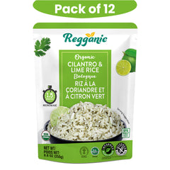 Regganic Organic Cilantro & Lime Rice – 8.8 oz Each (12 Count), Ready in 1.5 Minutes - Regal Kitchen Store