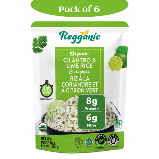 Regganic Organic Cilantro & Lime Rice, Ready in 1.5 Minute- Regal Kitchen Foods 2002