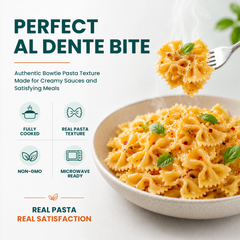 Pasta Zing Farfalle Pasta Pack of 7 | Fully Cooked Bowtie Pasta Ready in 1 Minute | 14g Protein Per Pouch | Zero Sodium | Non-GMO | Perfect Al Dente Bite | 7.05oz - Regal Kitchen Store