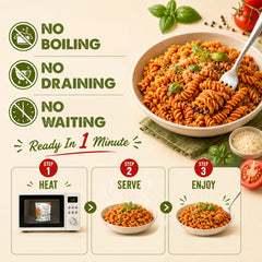 Pasta Zing Tomato & Basil Pasta, Pack of 7, Fully Cooked Fusilli Pasta with Tomato & Basil Sauce, Ready in 1 Minute, 14g Protein, 8.6g Fiber, 7.05 oz Pouches - Regal Kitchen Store