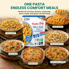 Pasta Zing Elbow Pasta — Fully Cooked Ready-to-Eat Elbow Macaroni Ready in 1 Minute | 14g Protein & 4g Fiber Per Pouch | Non-GMO | Shelf Stable | 7.05oz Pack of 7 - Regal Kitchen Store